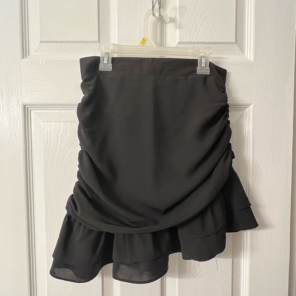 NWT asymmetrical ruched black mini skirt size small